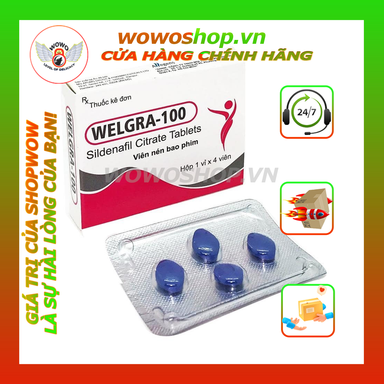 Thuốc Uống Cường Dương Tăng Cường Sinh Lý-Thảo Dược Hỗ Trợ Sinh Lý Nam-Welgra 100-Shop Bao Cao Su Quận 7 Sài Gòn