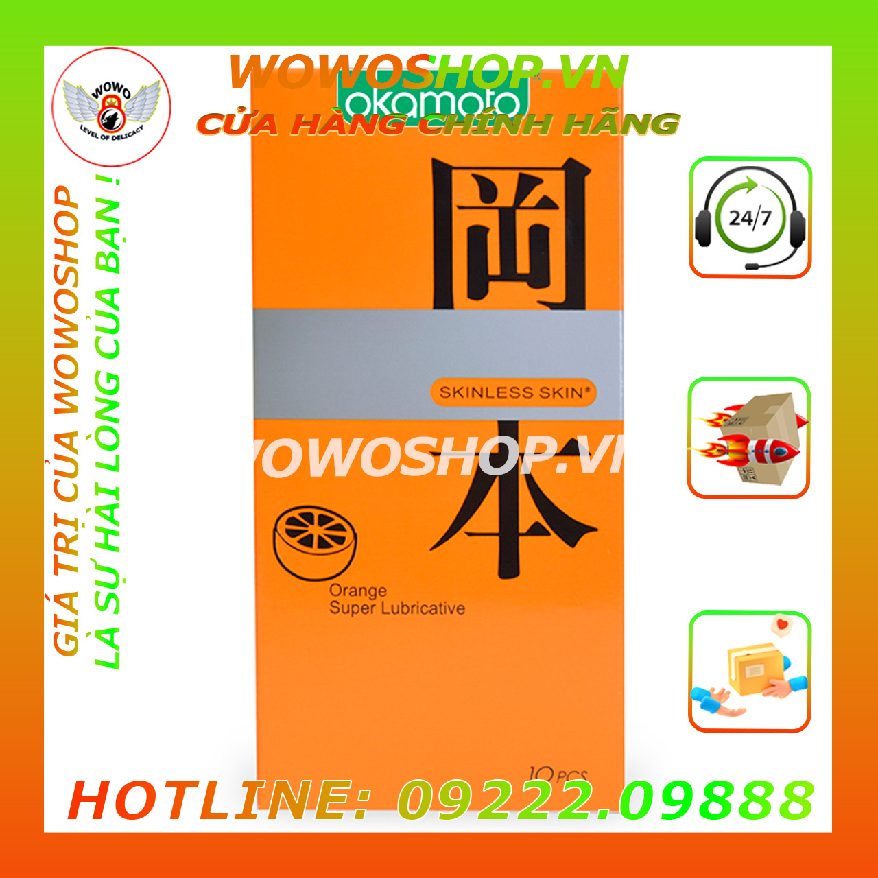Bao Cao Su-Bao Cao Su Siêu Mỏng-Bao Cao Su Okamoto-Orange-Hương Cam-Thăng Hoa-Nồng Nàn-Cháy Bỏng-Hộp 10 Cái