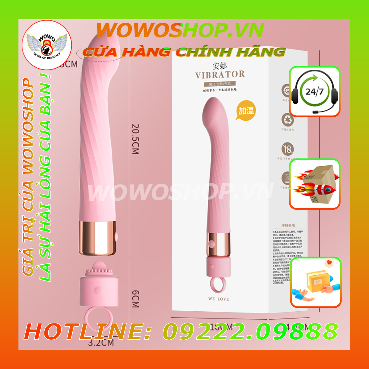 Đồ Chơi Người Lớn-Dụng Cụ Tình Yêu Nữ-Que Rung Tình Yêu-Anna-10 Chế Độ Rung-20 Chế Độ Rung Lưỡi-Có Nhiệt-Chóng Nước