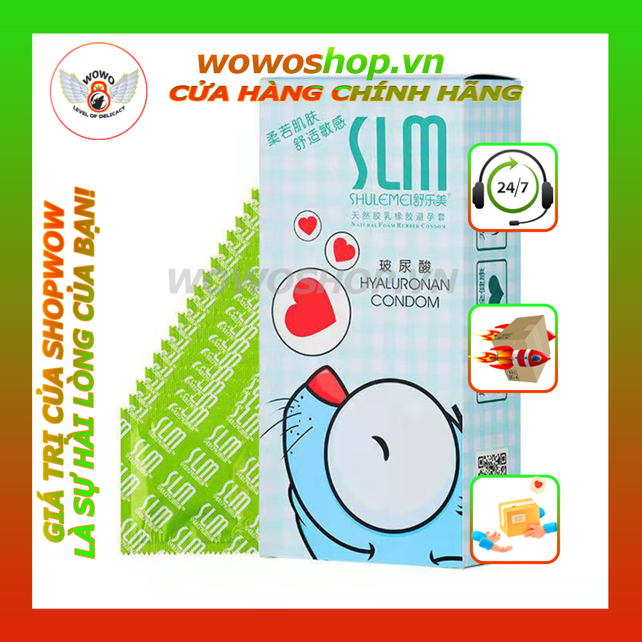 Bao Cao Su Gia Đình SLM HA Siêu Mỏng Hộp Xanh, Bổ sung bôi trơn, Bao cao su cao cấp
