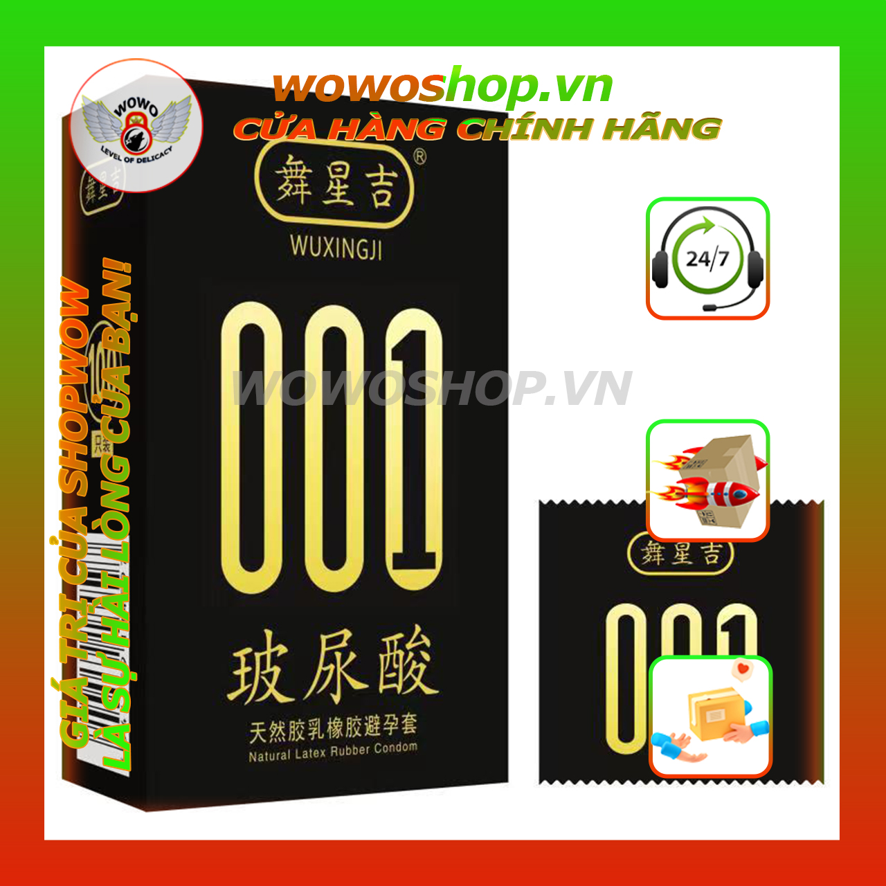 Bao cao su siêu mỏng, siêu bôi trơn Wuxingji 001,  bao cao su gia đình
