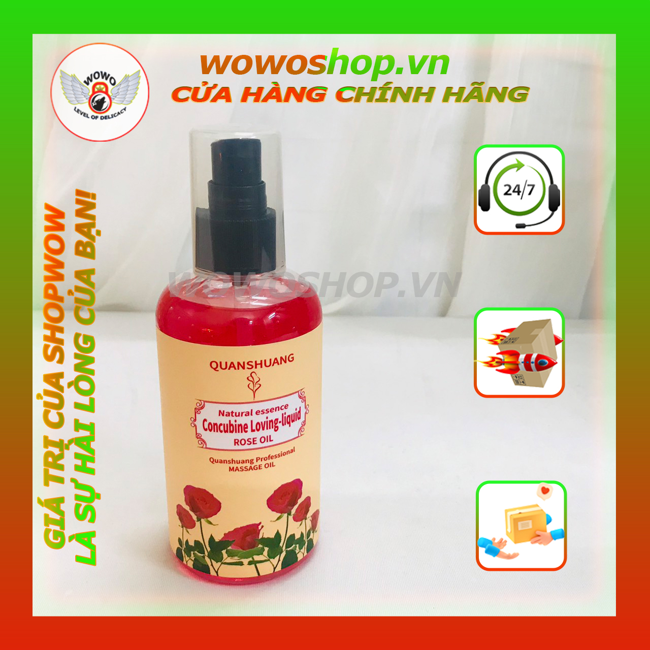 Dầu Massage Body Quanshuang - Gel Bôi Trơn - Hoa Hồng - Tulip -  Trà Xanh,  Gel bôi trơn cao cấp