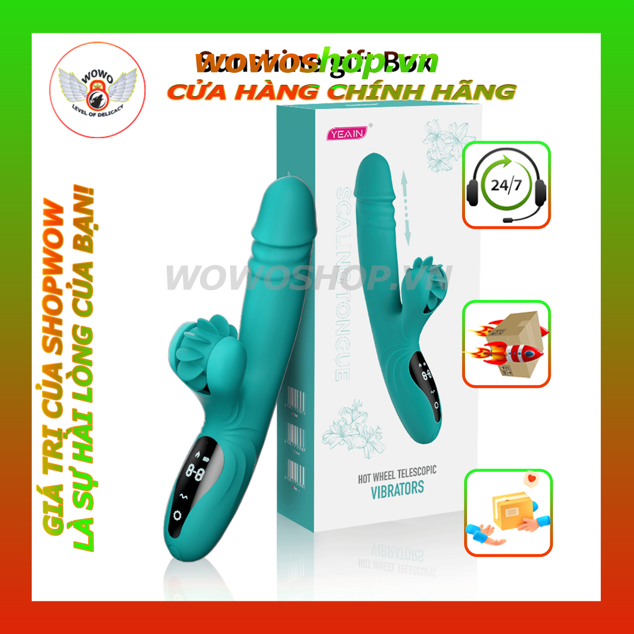 Đồ Chơi Người Lớn-Dụng Cụ Tình Yêu-Dương Vật Giả-Dương Vật Giả Cao Cấp Yeain YY635-Rung-Liếm-Có Cánh Quạt Quay