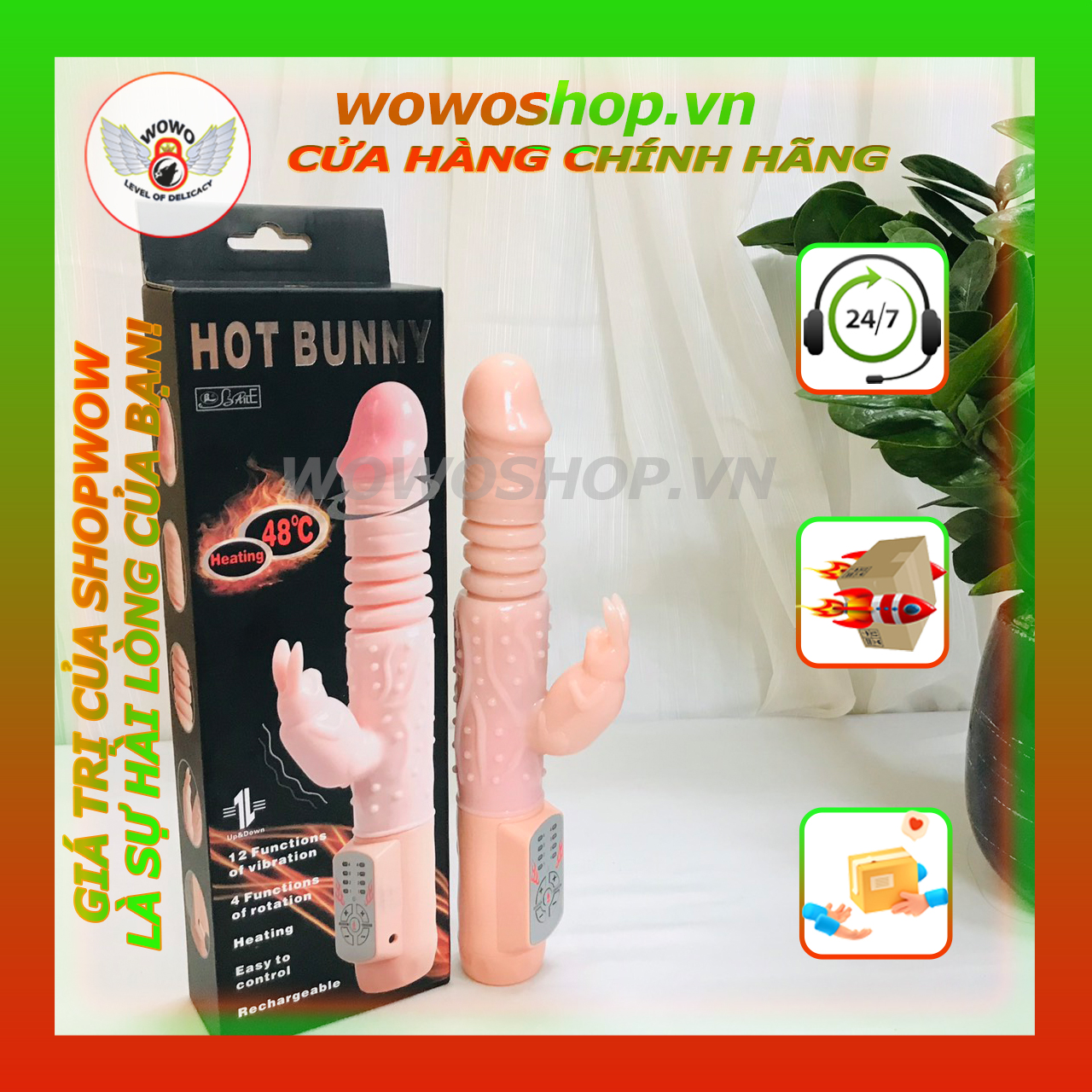 Đồ Chơi Người Lớn-Dụng Cụ Tình Yêu-Dụng Cụ Tình Dục-Dương Vật Giả-Dương Vật Giả Cao Cấp Hot Bunny-Rung Thụt Có Nhiệt