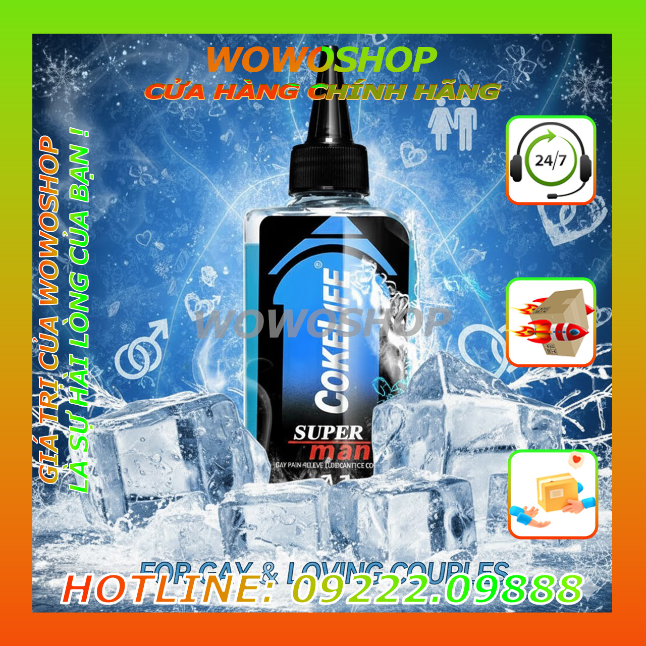 Gel Bôi Trơn Giảm Đau Cokelife Male Ice Cool Superman Xanh Mát Lạnh–Gel Gốc Nước 85Ml