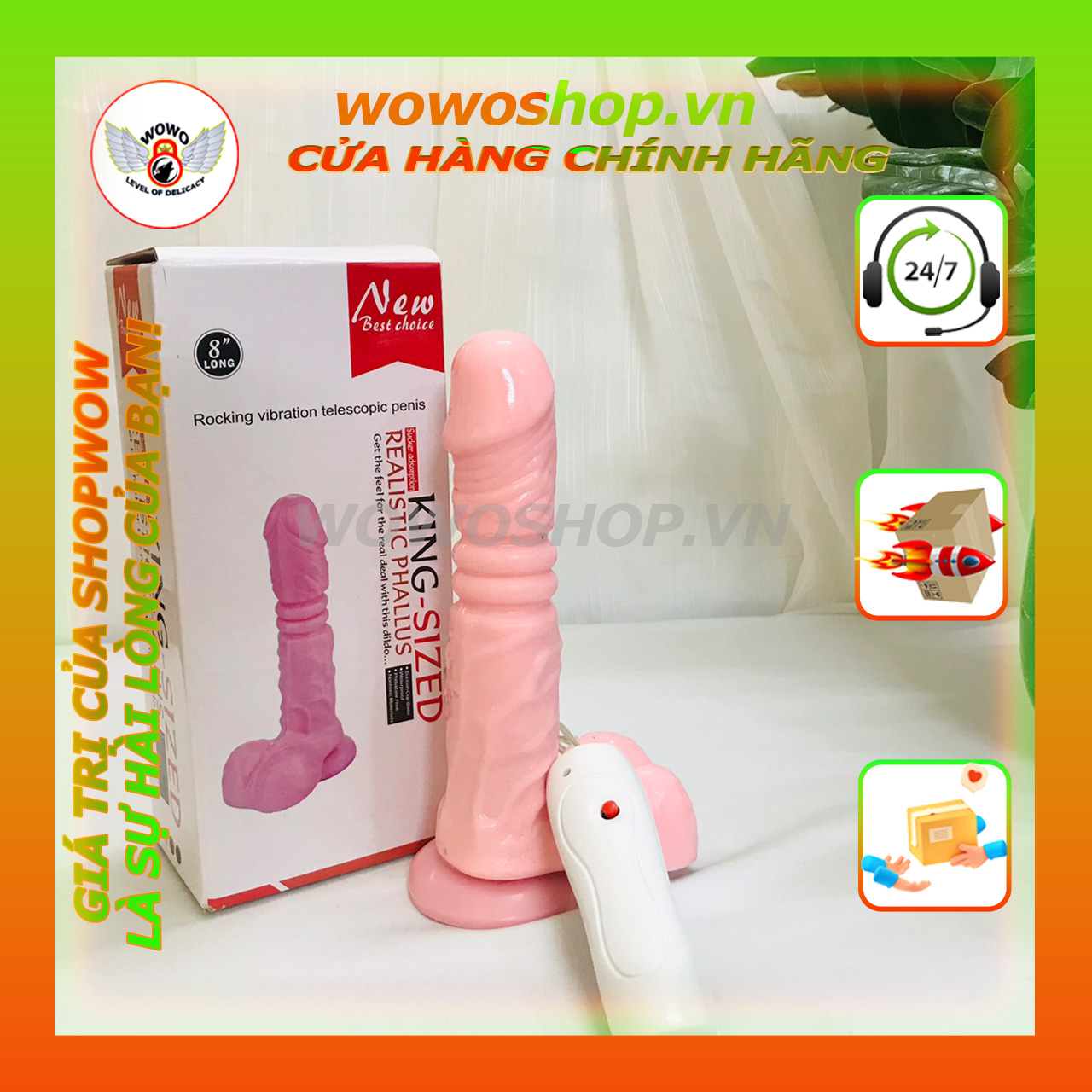 Đồ Chơi Người Lớn-Dương Vật Giả-Dương Vật Giả Hít Tường King Size-Rung-Thụt-Ngoáy-Dụng Cụ Tình Yêu