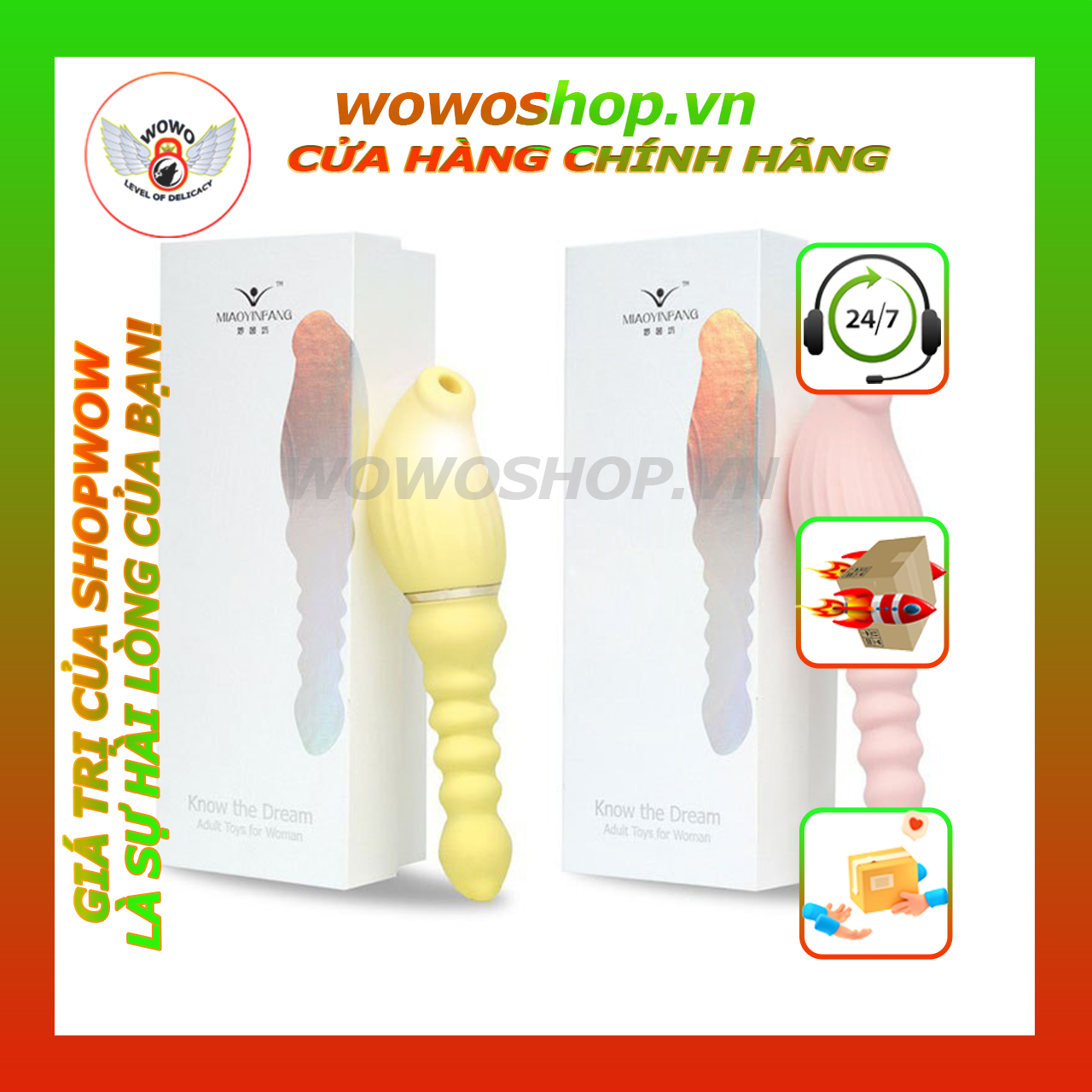Đồ Chơi Người Lớn-Dụng Cụ Tình Yêu-Dụng Cụ Tình Dục-Dương Vật Giả Đa Năng-Rung-Thụt-Hút-Đồ Chơi Miaoyinfang ZM001
