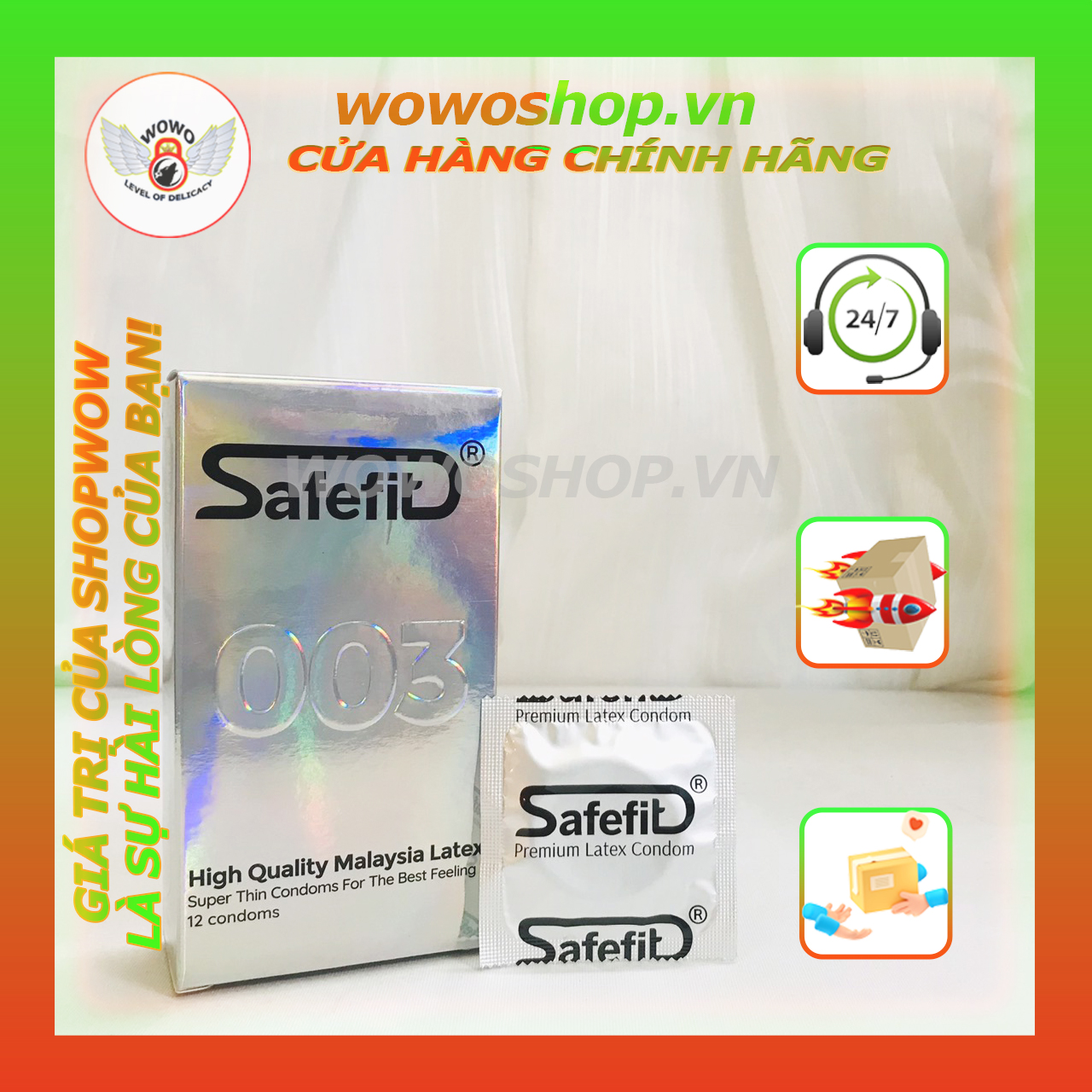 Bao Cao Su-Bao Cao Su Siêu Mỏng-Bao Cao Su SAFEFIT 003-Siêu Mỏng-Truyền Nhiệt Nhanh-Dầu Nhiều