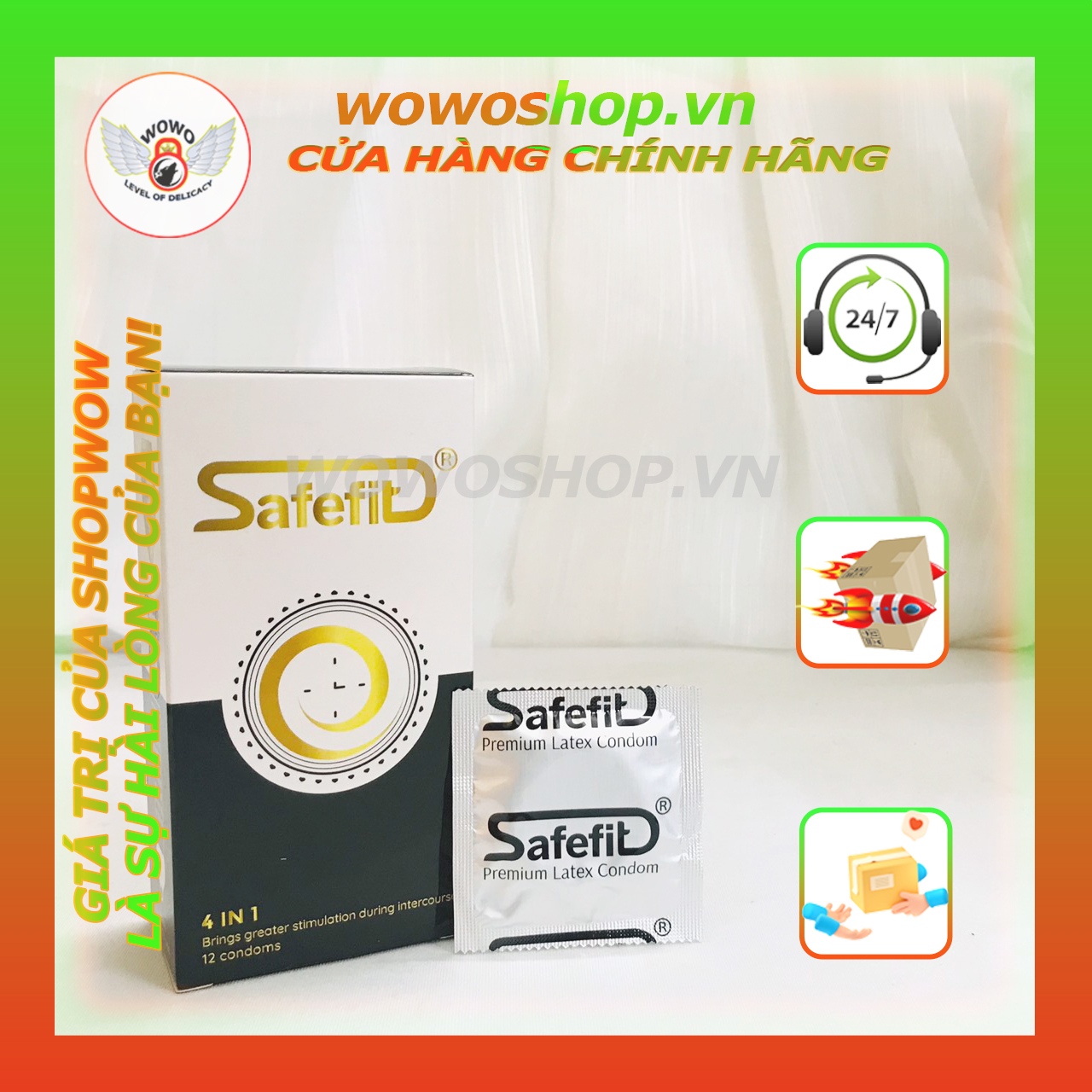 Bao Cao Su-Bao Cao Su Siêu Mỏng-Bao Cao Su Safefit 4 IN 1, Bao Cao Su Kéo Dài Thời Gian, Gân Gai Siêu Mỏng