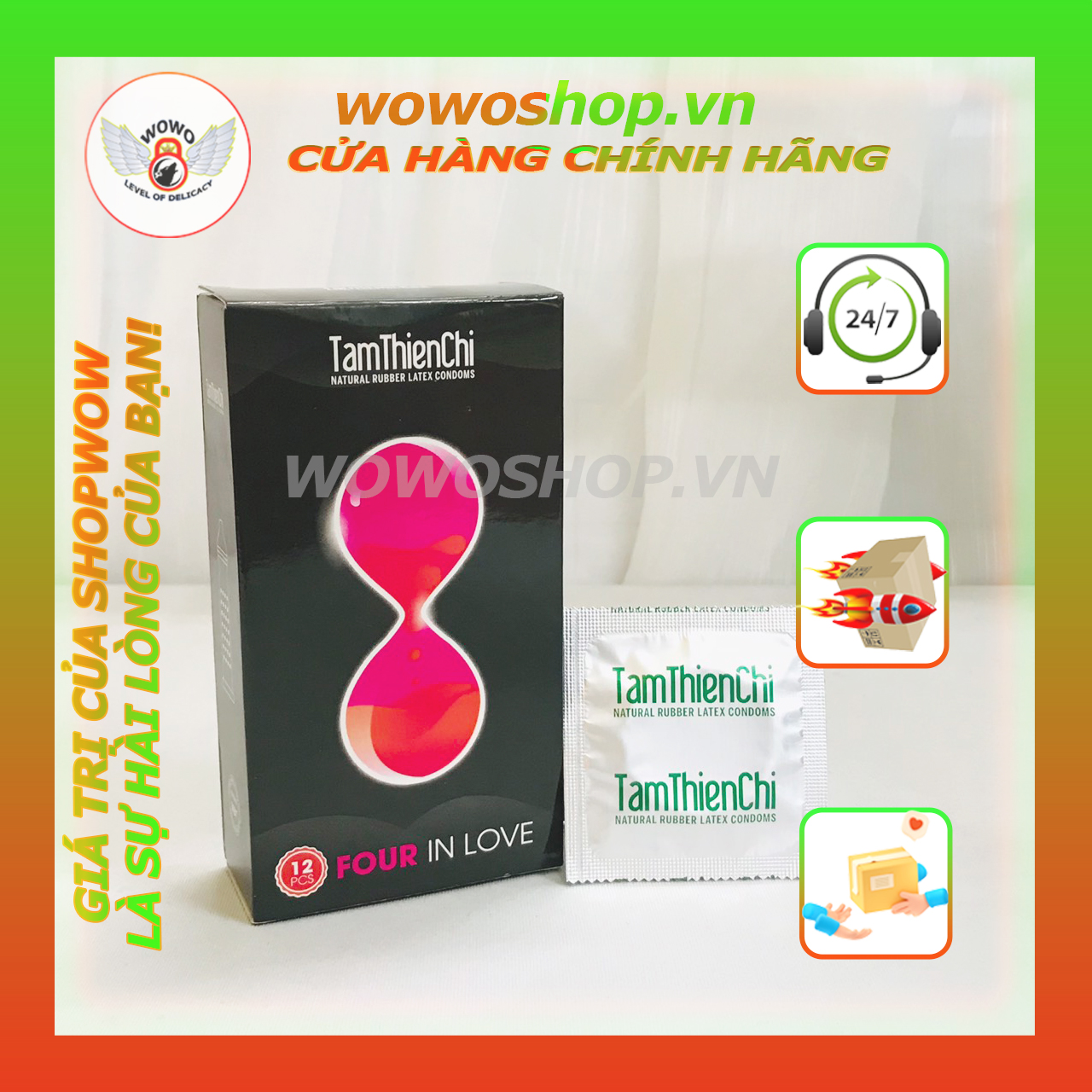 Bao Cao Su,  3Hộp/ 120K, Tâm Thiện Chí Four In Love, Kéo Dài Thời Gian